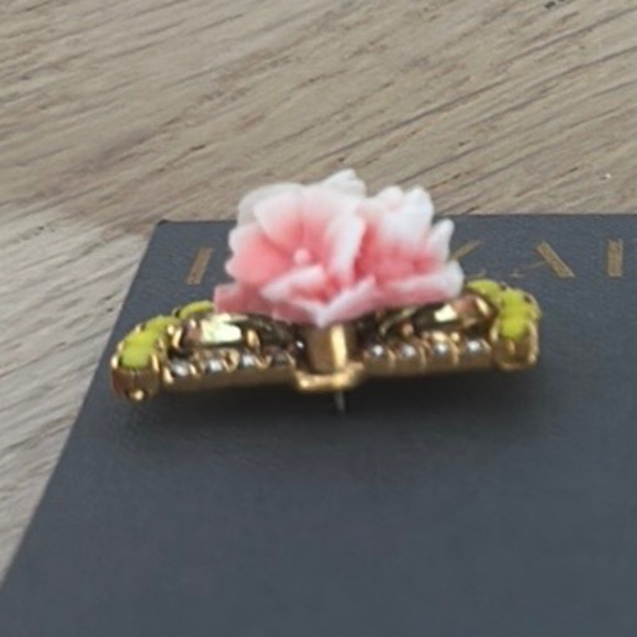 Elizabeth Cole Pink Floral and Citrine Bead Fan Earrings - NWOT - Picture 10 of 11